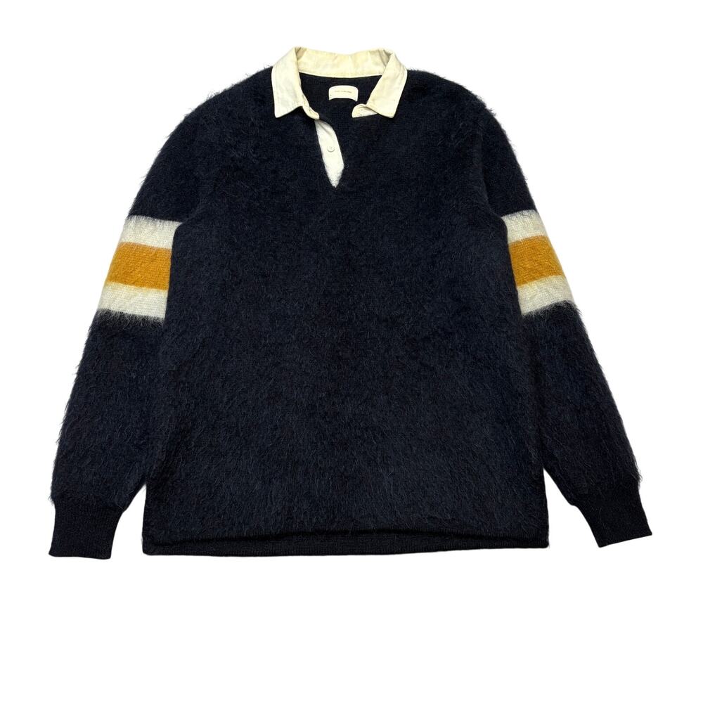 Aime Leon Dore Mohair Wool Fuzzy Rugby Polo Sweater Men's Medium Streetwear